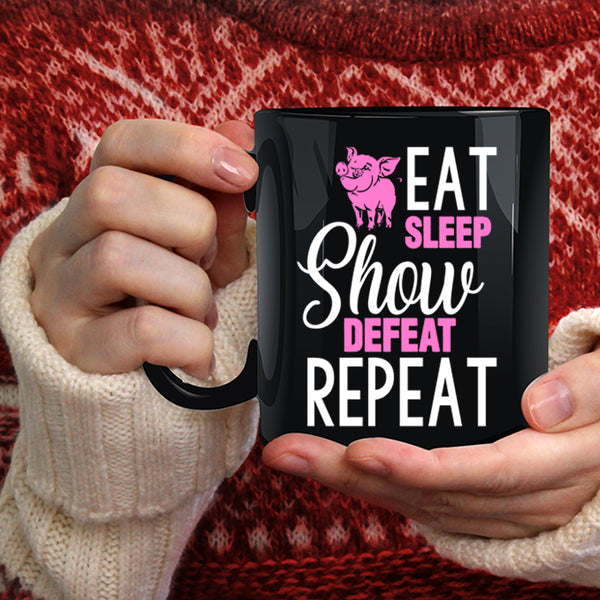 Eat Sleep Show Defeat Coffee Mug, Cute Farmer Coffee Cup