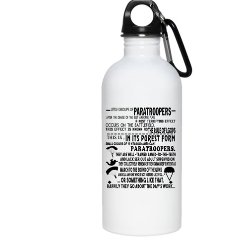 Little Group Of Paratroopers 20 oz Stainless Steel Bottle,I Love Skydiving Outdoor Sports Water Bottle