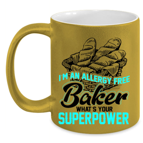 Funny Gift For Bakers Coffee Mug, I'm An Allergy Free Baker Accent Mug