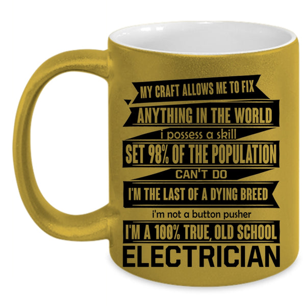 Cute Electrician Coffee Mug, Old School Electrician Accent Mug