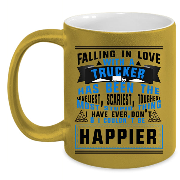 I Love Truck Driver Coffee Mug, Falling In Love With A Trucker Accent Mug