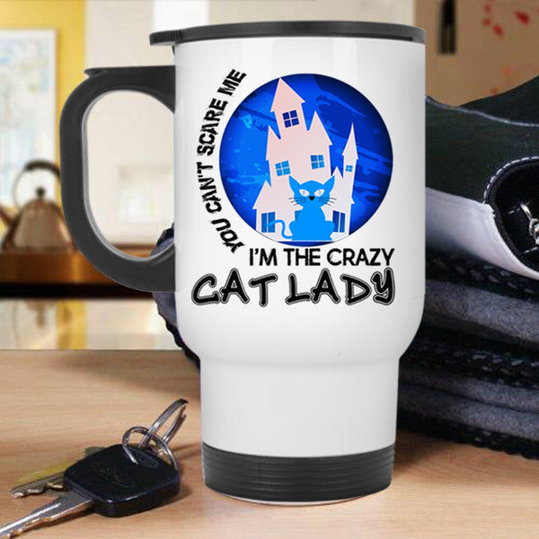 Cool Halloween Travel Mug, I'm The Crazy Cat Lady Mug