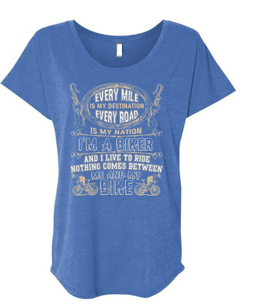 Me And My Bike T Shirt, I'm A Biker T Shirt, Cool Shirt (Ladies' Triblend Dolman Sleeve)