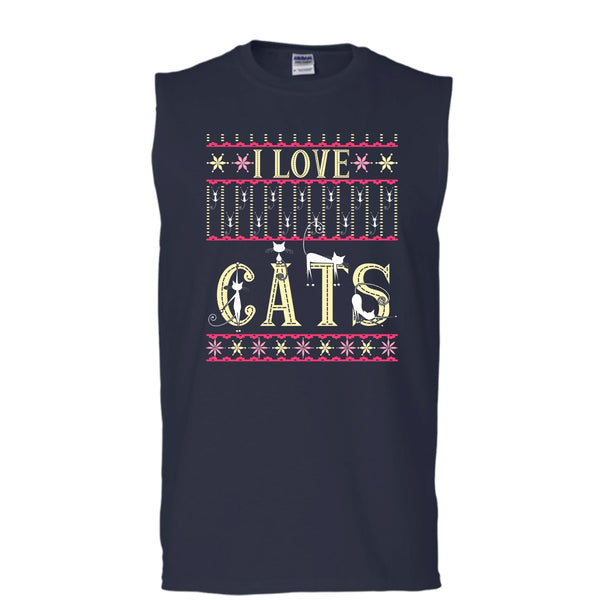 I Love Cats T Shirt, Coolest Cat Lover T Shirt, Cool T Shirt (Men's Cotton Sleeveless)