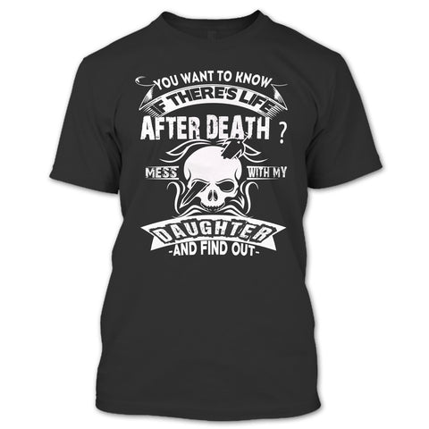 A black t-shirt with the shopify logo