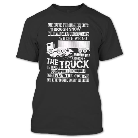 A black t-shirt with the shopify logo