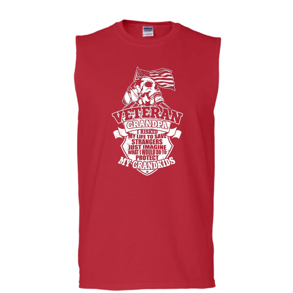 Veteran Grandpa T Shirt, I Am a Veteran Grandpa Tank Top (Men's Cotton Sleeveless)