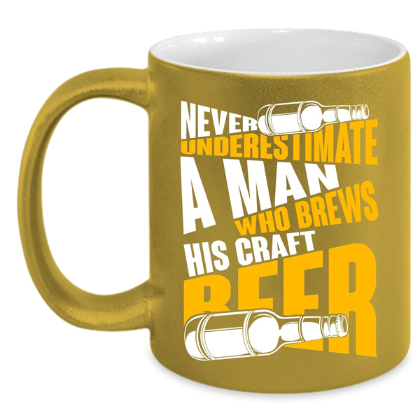 A Man Brews His Craft Beer Coffee Mug, Funny Beer Drinker Coffee Cup