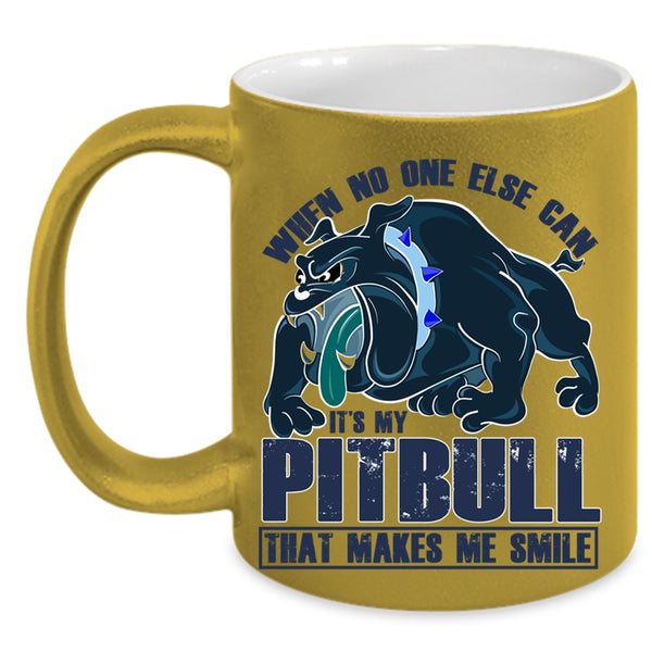 Cute Pitbull Owner Coffee Mug, My Pitbull Makes Me Smile Accent Mug