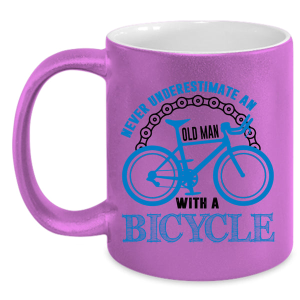 Cool Grandpas Coffee Mug, An Old Man With A Bicycle Accent Mug