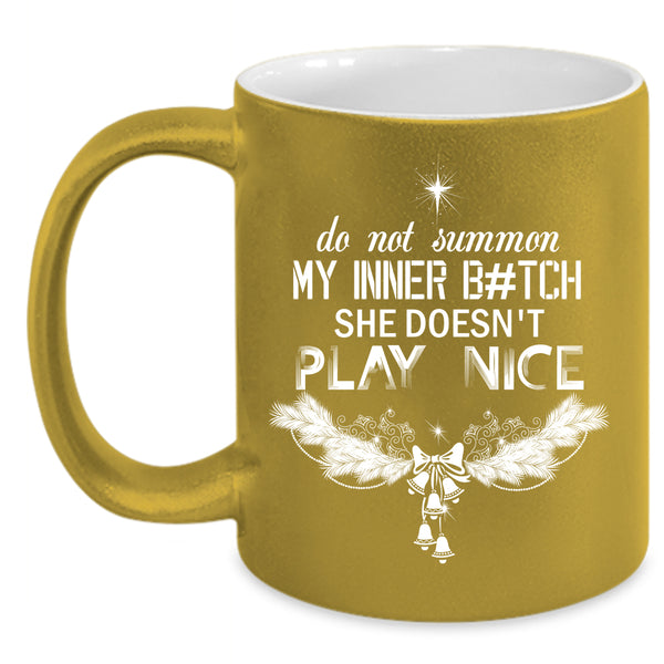 She Doesn't Play Nice Coffee Mug, Christmas Family Vacation Coffee Cup