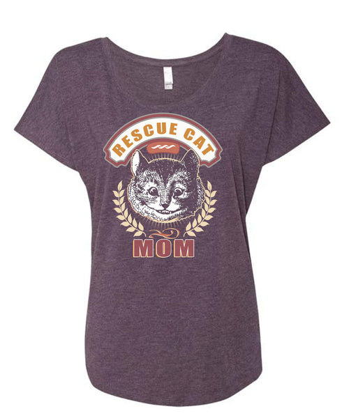 Rescue Cat Mom T Shirt, I Love My Cat T Shirt, Cool Shirt (Ladies' Triblend Dolman Sleeve)