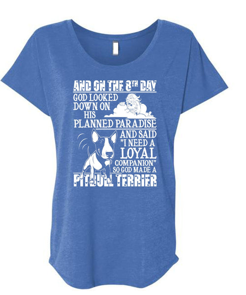 God Made A Pit Bull Terrier T Shirt, Planned Paradise T Shirt, Cool Shirt (Ladies' Triblend Dolman Sleeve)
