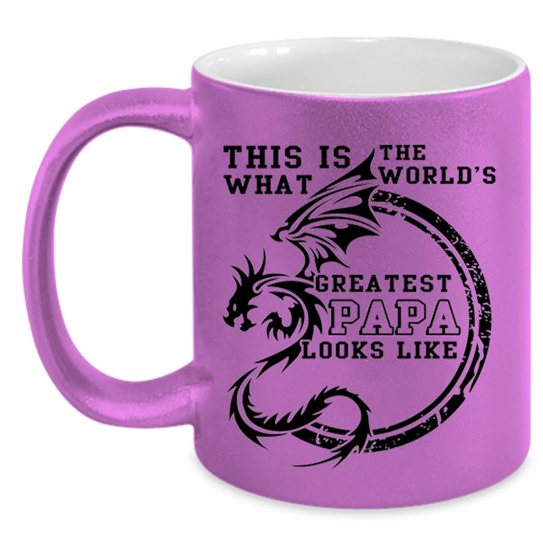 Cool Papa Coffee Mug, What The World's Greatest Papa Looks Like Accent Mug