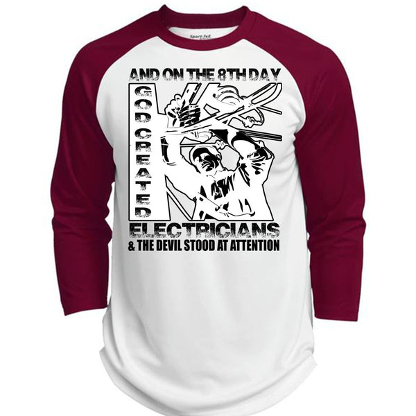 God Created Electricians T Shirt, I Love Electrician T Shirt, Awesome T-Shirts  (Polyester Game Baseball Jersey)