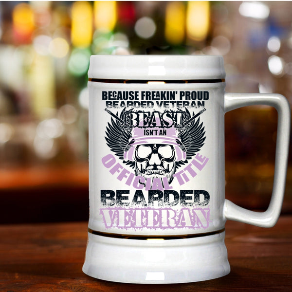 Bearded Veteran Beer Stein 22oz, Proud Bearded Veteran Beast Beer Mug
