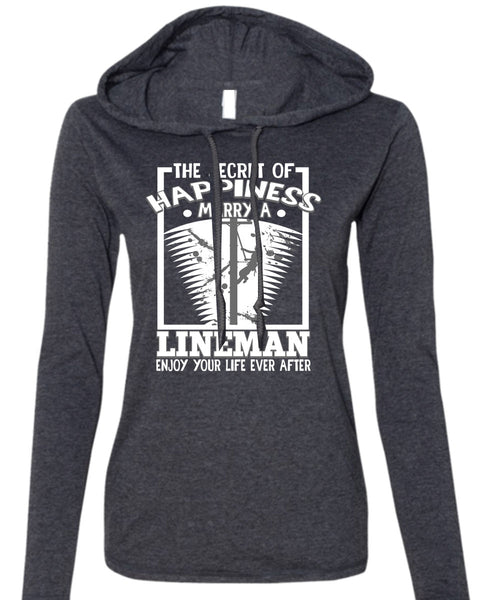 Marry A Lineman T Shirt, Being A Lineman T Shirt (Anvil Ladies Ringspun Hooded)