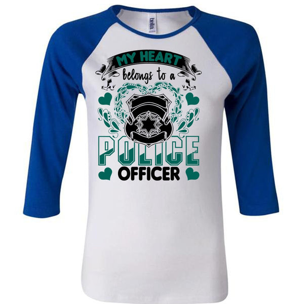 My Heart Belongs To A Police Officer T Shirt, I Love Police T Shirt, Awesome T-Shirts