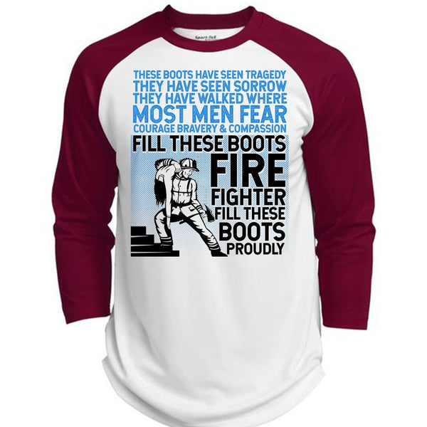 Firefighter Fill These Boots Proudly T Shirt, I Love Firefighter T Shirt, Awesome T-Shirts  (Polyester Game Baseball Jersey)