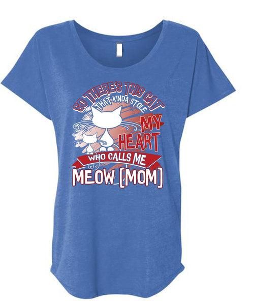 This Cat That Kinda Stole My Heart T Shirt, Who Calls Me Meow T Shirt, Cool Shirt (Ladies' Triblend Dolman Sleeve)