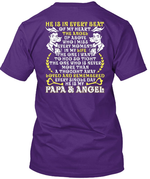 He Is In Every Beat Of My Heart T Shirt, Papa And Angel T Shirt