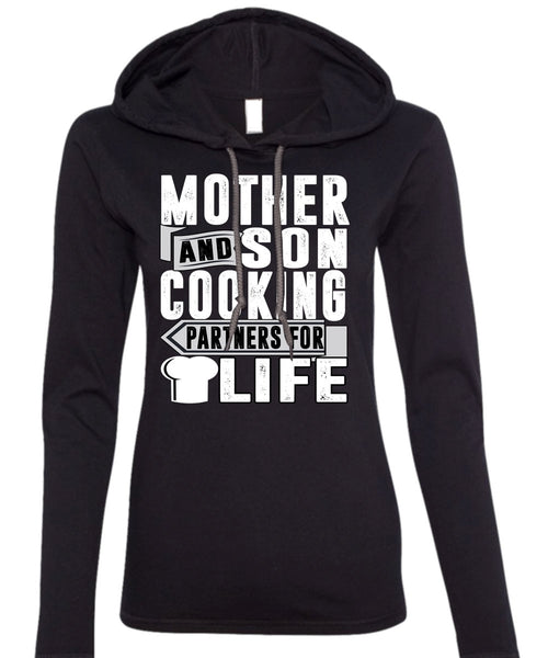 Mother And Son Cooking T Shirt, Partners For Life T Shirt (Anvil Ladies Ringspun Hooded)