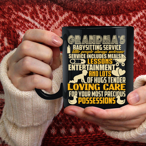 Grandma's Babysitting Service Coffee Mug, Grandma's Loveing Care Coffee Cup