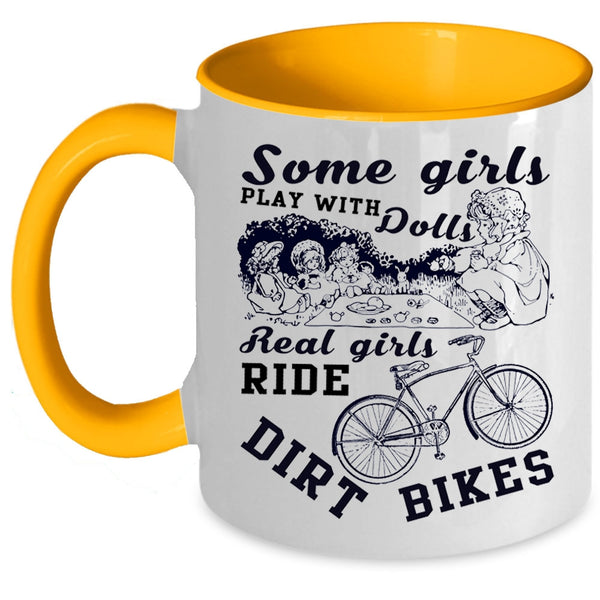Cool Girls Coffee Mug, Real Girls Ride Dirt Bikes Accent Mug
