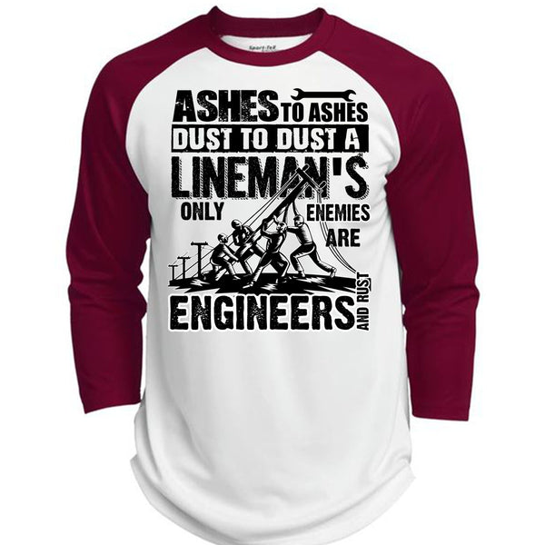 Lineman's Only Enemies T Shirt, I Love Lineman T Shirt, Awesome T-Shirts  (Polyester Game Baseball Jersey)