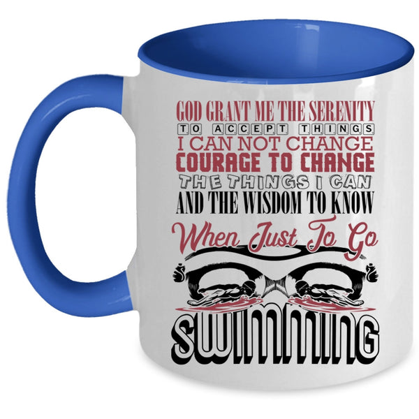 Funny Swimming Coffee Mug, Just To Go Swimming Accent Mug