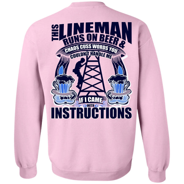 I Love Lineman T Shirt, This Lineman Runs On Beer Sweatshirt