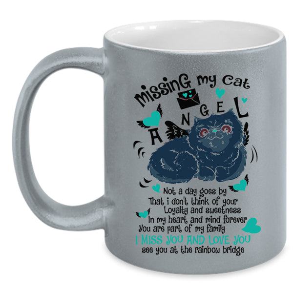 I Miss You And Love You Coffee Mug, Missing My Cat Angel Accent Mug