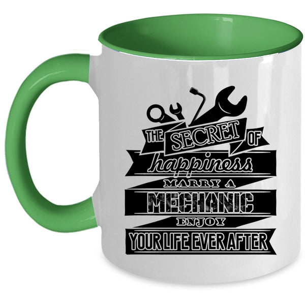 Married Coffee Mug, The Secret Of Happiness Marry A Mechanic Accent Mug