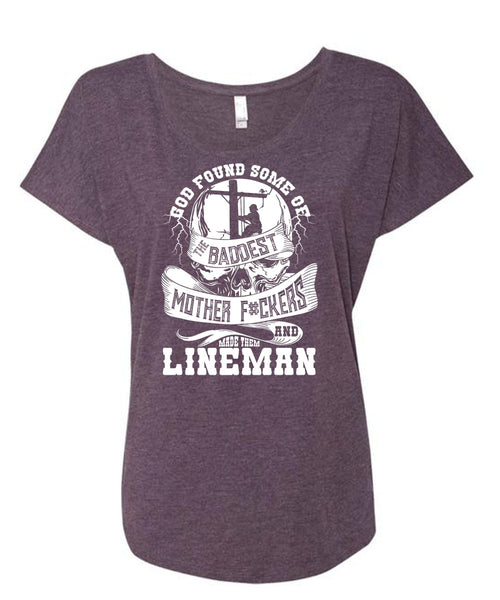 Made Them Lineman T Shirt, The Baddest Mother T Shirt, Cool Shirt (Ladies' Triblend Dolman Sleeve)