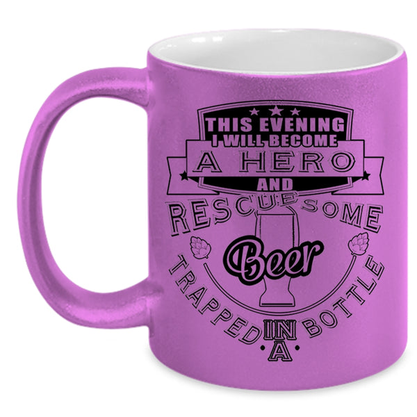 Funny Coffee Mug, Rescued Some Beer Trapped In A Bottle Accent Mug
