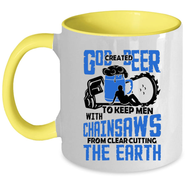 Funny Beer Drinker Coffee Mug, God Created Beer To Keep Men Accent Mug