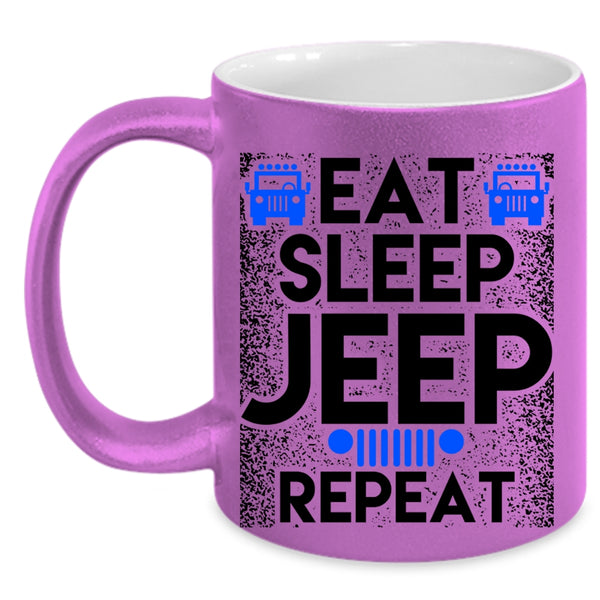 Awesome Jeep Coffee Mug, Eat Sleep Jeep Repeat Accent Mug
