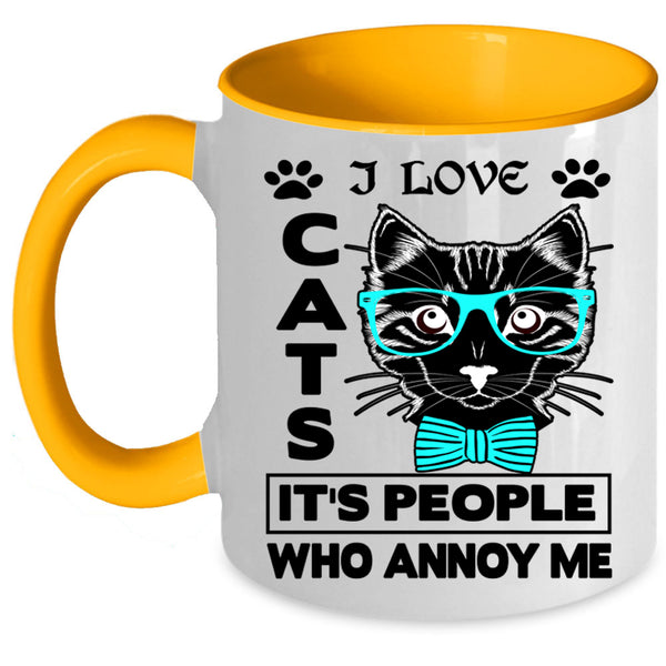 Cute Gift For Cat Lovers Coffee Mug, I Love Cats Accent Mug