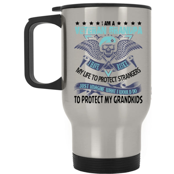 I Protect My Grandkids Travel Mug, I Am A Veteran Grandpa Mug