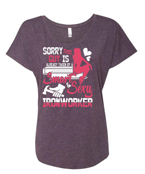 Smart Ironworker T Shirt, Being An Ironworker T Shirt, Cool Shirt (Ladies' Triblend Dolman Sleeve)