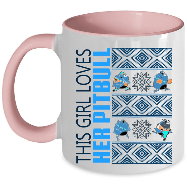 Cute Pit Bull Lover Coffee Mug, This Girl Loves Her Pitbull Accent Mug