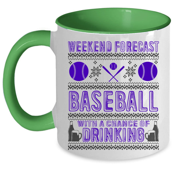 Chance Of Drinking Coffee Mug, Weekend Forecast Baseball Accent Mug
