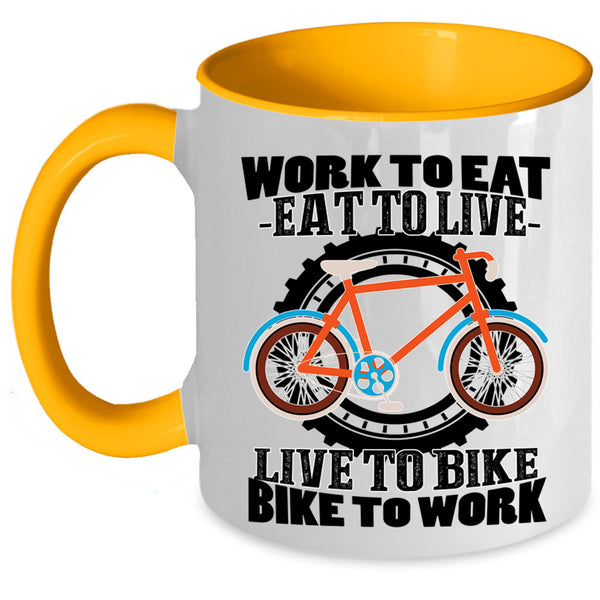 Bike To Work Coffee Mug, Live To Bike Accent Mug