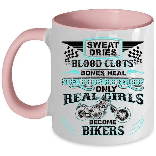 Awesome Girls Coffee Mug, Only Real Girls Become Bikers Accent Mug