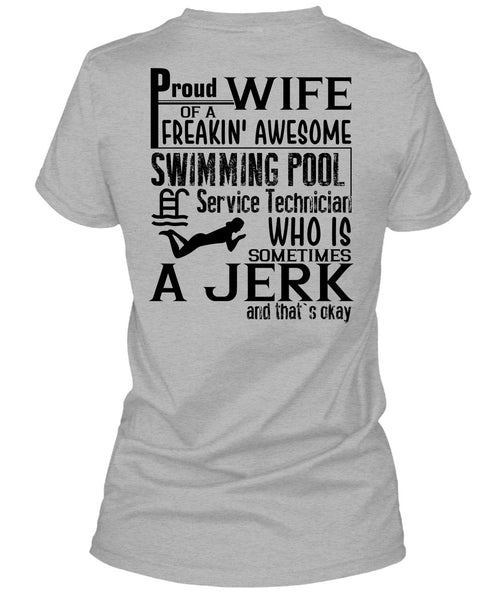 Proud Wife Of A Freaking Awesome Swimming T Shirt, I Love Swimmer T Shirt