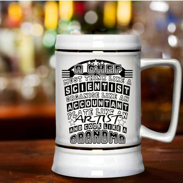 Cool Chef Beer Stein 22oz, A Chef Must Think Like A Scientist Beer Mug