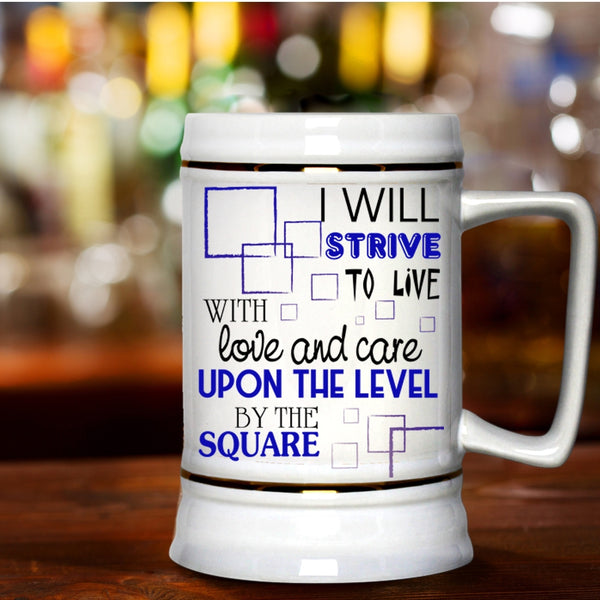 Cool Couple Beer Stein 22oz, I Will Strive To Live With Love And Care Beer Mug