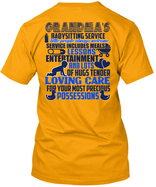 Grandma's Babysitting Service T Shirt, I Love Family T Shirt