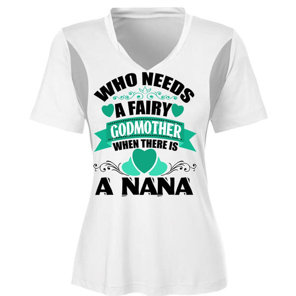 Who Needs A Fairy Godmother T Shirt, There Is A Nana T Shirt, Cool Shirt (Ladies LS Heather V-Neck)