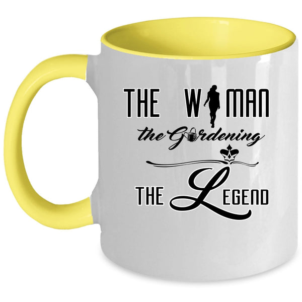 Cute Girls Coffee Mug, The Woman The Gardening The Legend Accent Mug